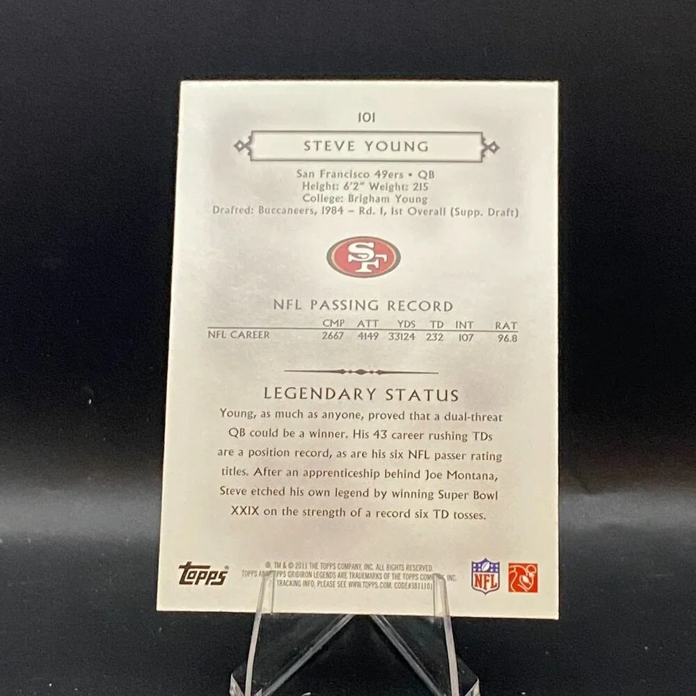 2011 Topps Gridiron Legends - Steve Young #101 Blue Parallel